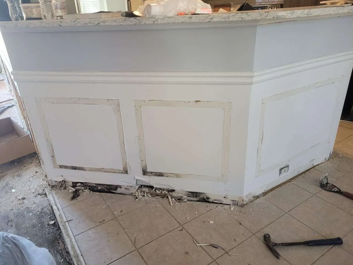 Water damage and mold on kitchen during Storm Damage Restoration in Machesney Park
